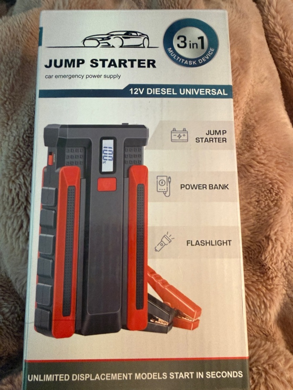 Diesel Universal 3 in-1 Jump Starter Power Bank with Flashlight - Black & Red
